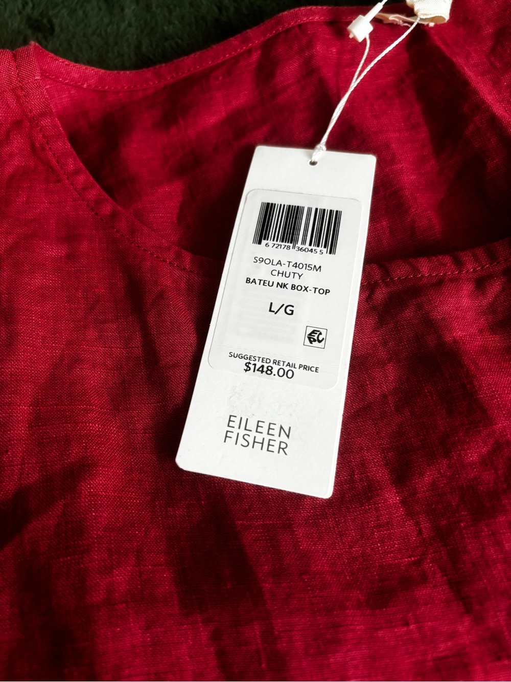 EIleen Fisher NWT L Handkerchief Linen Bateu Box Top Lagenlook RUST color - Picture 6 of 6